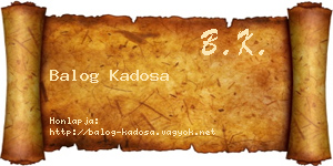 Balog Kadosa névjegykártya