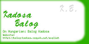 kadosa balog business card